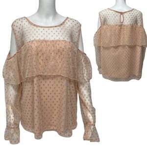 Daisys Boutique Sheer Blouse with Gold Polka Dots